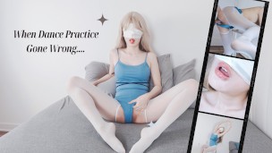 When dance practice went wrong……. Ballet Leotard with White Pantyhose 当舞蹈练习变了味…..