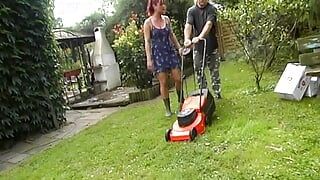 A slim German blonde get two hard cocks deep in her moist holes