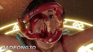 Almighty Patty & Radeong3d Intense hard sex double anal penetration intense hot big ass swallowing two huge cocks gaping ass